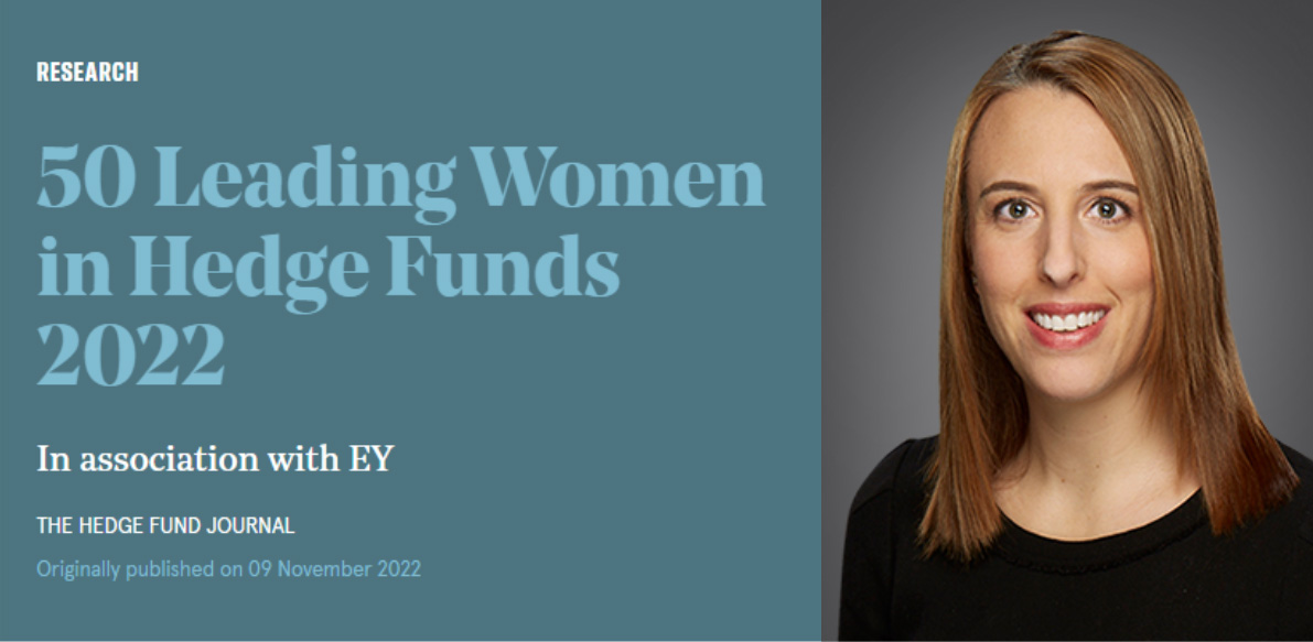 Photo of Kristen Hummel recognized as one of the 50 Leading Women in Hedge Funds by Hedge Fund Journal